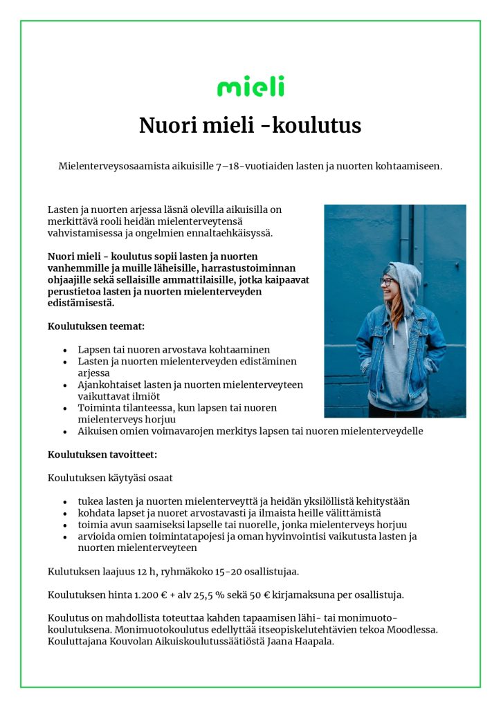 Nuori Mieli-koulutuksen esite