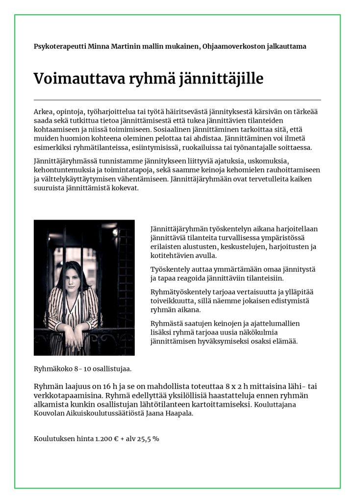 Jännittäjäryhmän esite